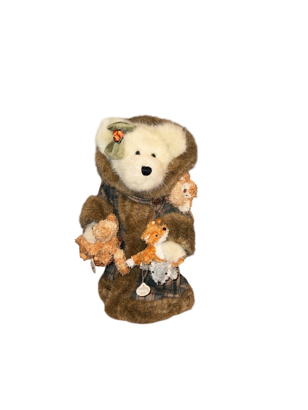 Boyds Bears Brown and Cream Mother Bear with Tiny Cubs